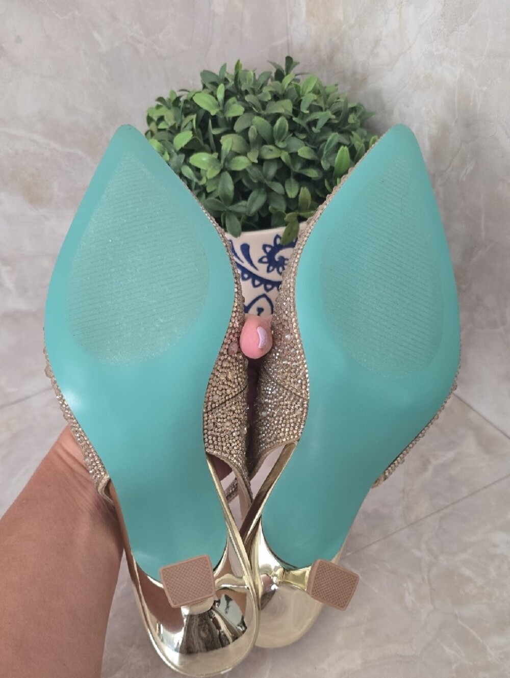 Betsey Johnson Clark Rhinestone Slingback Pumps - Light Gold - Size 7 - Picture 10 of 11